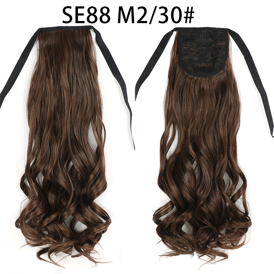 22 inch Long Wave Tie up Heat-Resistant  ponytail Hair With Fake Hair Chip-in Hair Extensions Pony Tail hair extensions