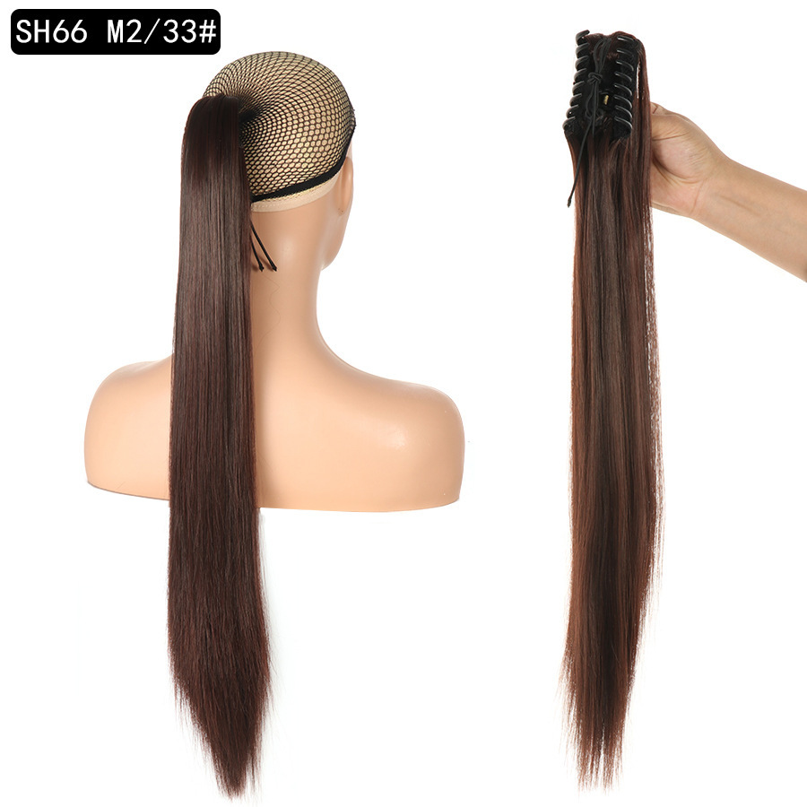 22 inch Long Straight Ponytail Hair Extensions Claw Clip on Pony Tail Hairpiece Natural False Hair for Women