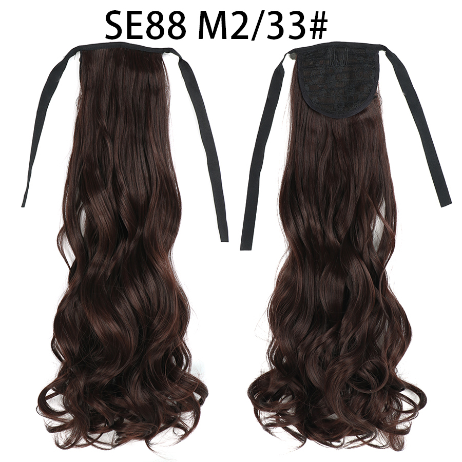 22 inch Long Wave Tie up Heat-Resistant  ponytail Hair With Fake Hair Chip-in Hair Extensions Pony Tail hair extensions