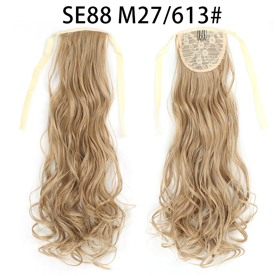 22 inch Long Wave Tie up Heat-Resistant  ponytail Hair With Fake Hair Chip-in Hair Extensions Pony Tail hair extensions