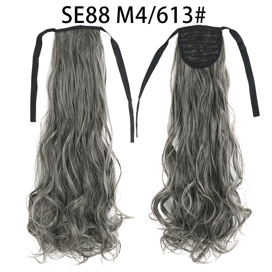 22 inch Long Wave Tie up Heat-Resistant  ponytail Hair With Fake Hair Chip-in Hair Extensions Pony Tail hair extensions