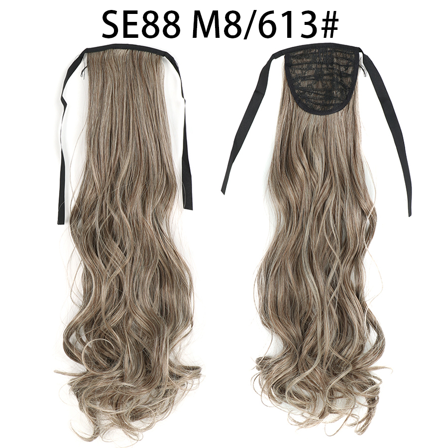 22 inch Long Wave Tie up Heat-Resistant  ponytail Hair With Fake Hair Chip-in Hair Extensions Pony Tail hair extensions