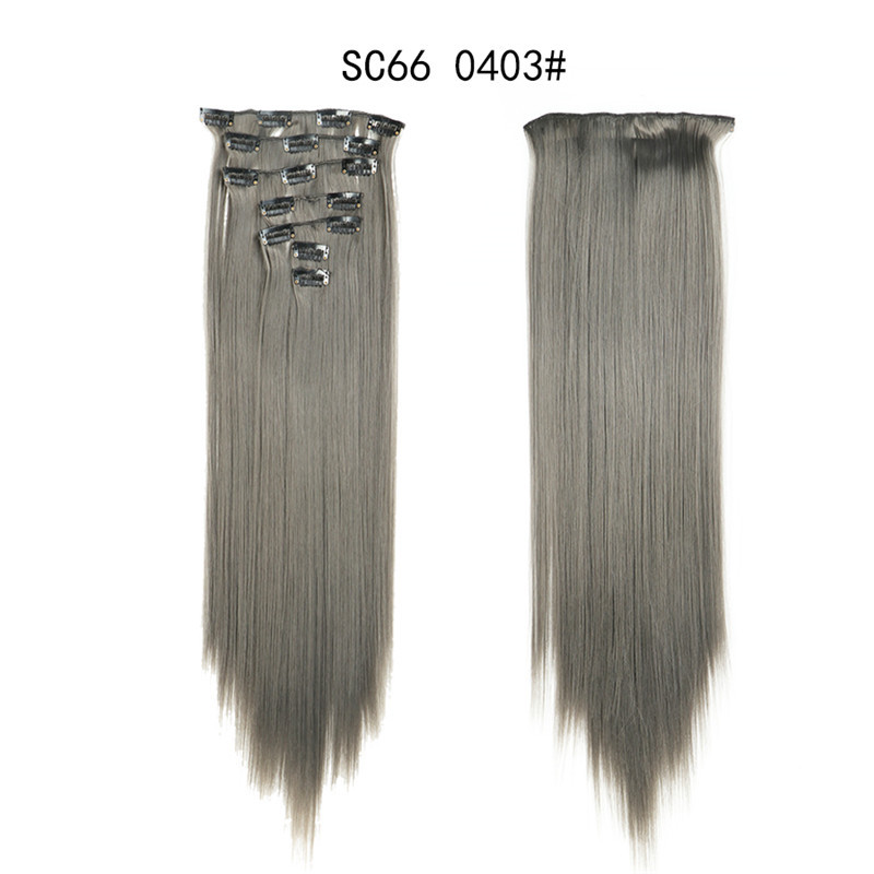 7 pcs 22 inch Long Straight Clip in Synthetic  Hair Extension   Synthetic Black Brown Hairpieces For Woman