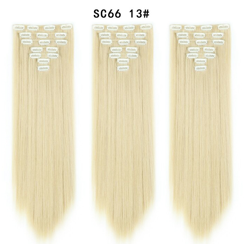 7 pcs 22 inch Long Straight Clip in Synthetic  Hair Extension   Synthetic Black Brown Hairpieces For Woman