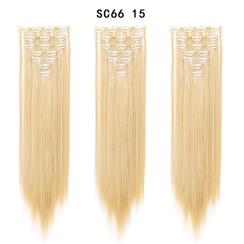 7 pcs 22 inch Long Straight Clip in Synthetic  Hair Extension   Synthetic Black Brown Hairpieces For Woman