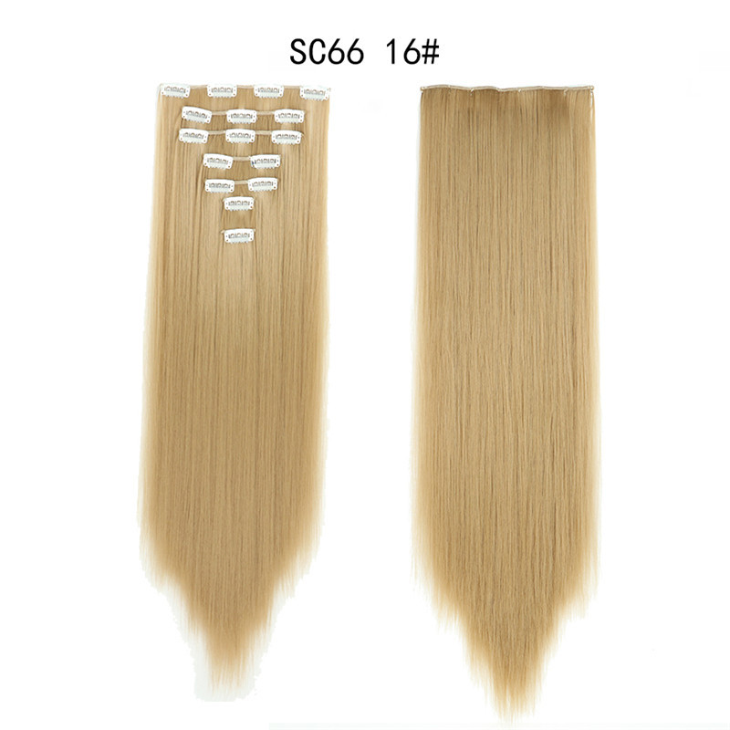 7 pcs 22 inch Long Straight Clip in Synthetic  Hair Extension   Synthetic Black Brown Hairpieces For Woman