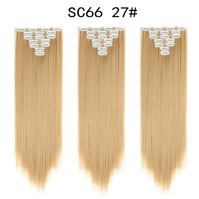 7 pcs 22 inch Long Straight Clip in Synthetic  Hair Extension   Synthetic Black Brown Hairpieces For Woman