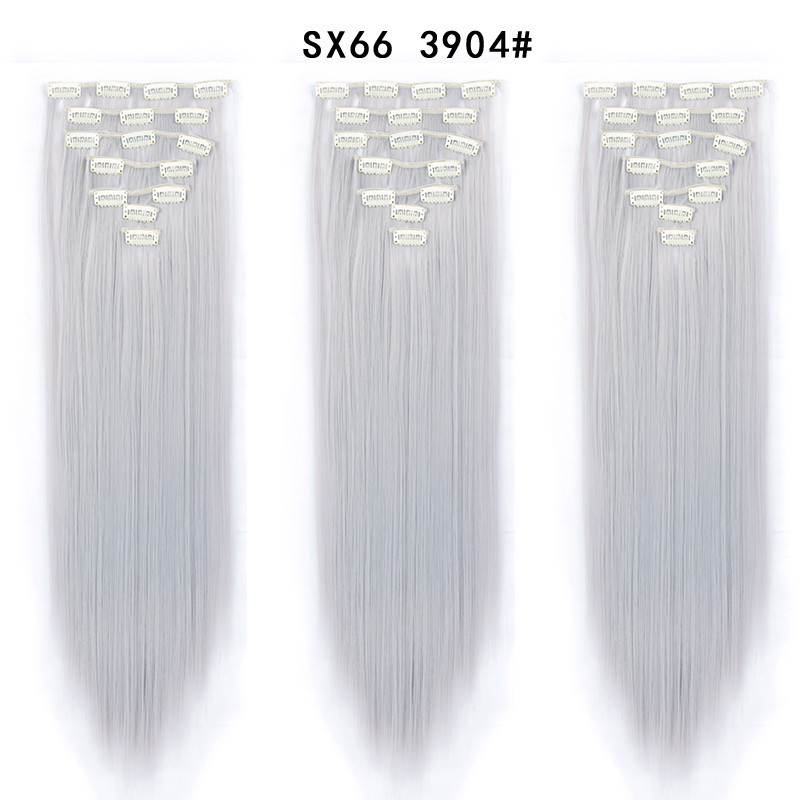 7 pcs 22 inch Long Straight Clip in Synthetic  Hair Extension   Synthetic Black Brown Hairpieces For Woman