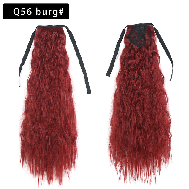 22 Inch Tie up Ponytail Extension  Long Corn Curly Ponytail Hair Extension heat resistant high temperature fiber ponytail hairpieces
