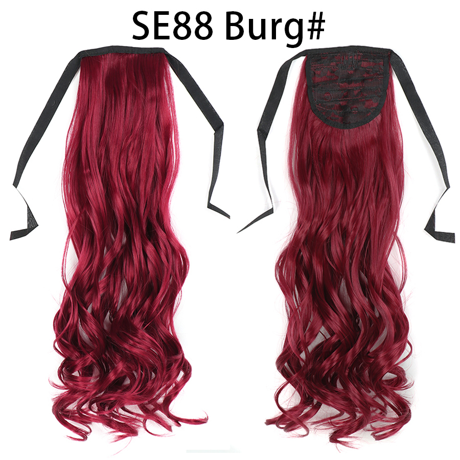 22 inch Long Wave Tie up Heat-Resistant  ponytail Hair With Fake Hair Chip-in Hair Extensions Pony Tail hair extensions