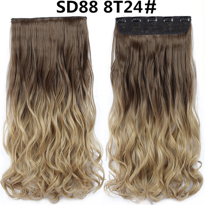 22 inch One Piece  Clip in Hair Synthetic Extension Ombre Wave  Synthetic  Hairpieces For Woman