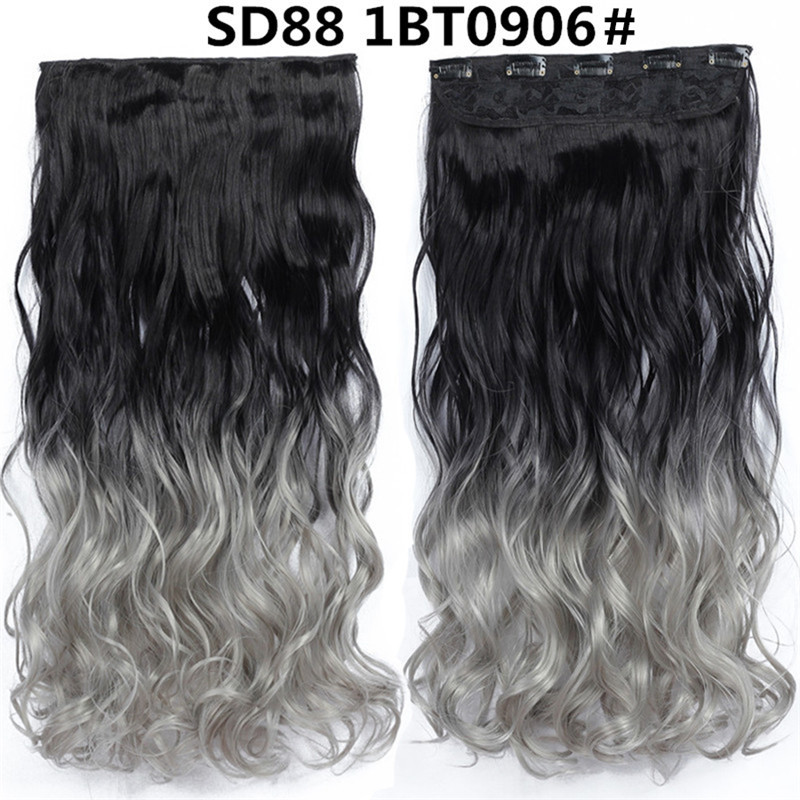 22 inch One Piece  Clip in Hair Synthetic Extension Ombre Wave  Synthetic  Hairpieces For Woman