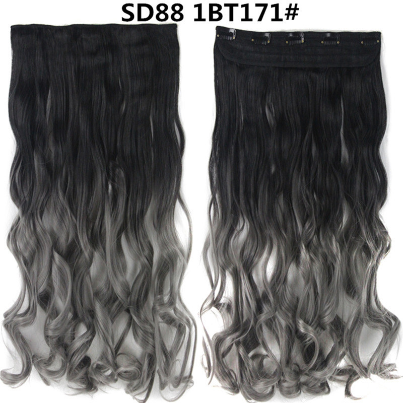 22 inch One Piece  Clip in Hair Synthetic Extension Ombre Wave  Synthetic  Hairpieces For Woman