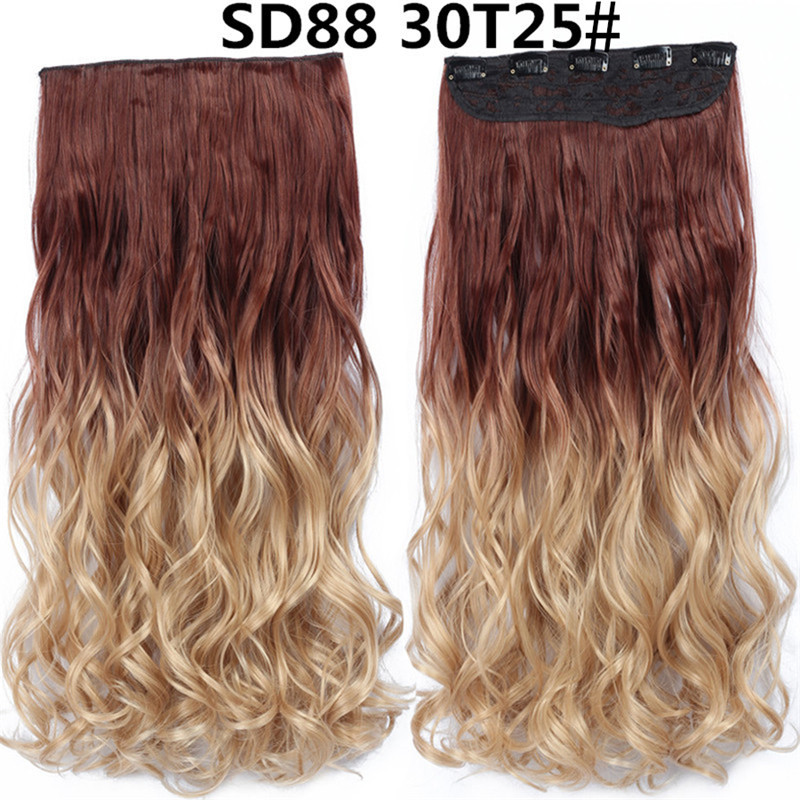 22 inch One Piece  Clip in Hair Synthetic Extension Ombre Wave  Synthetic  Hairpieces For Woman