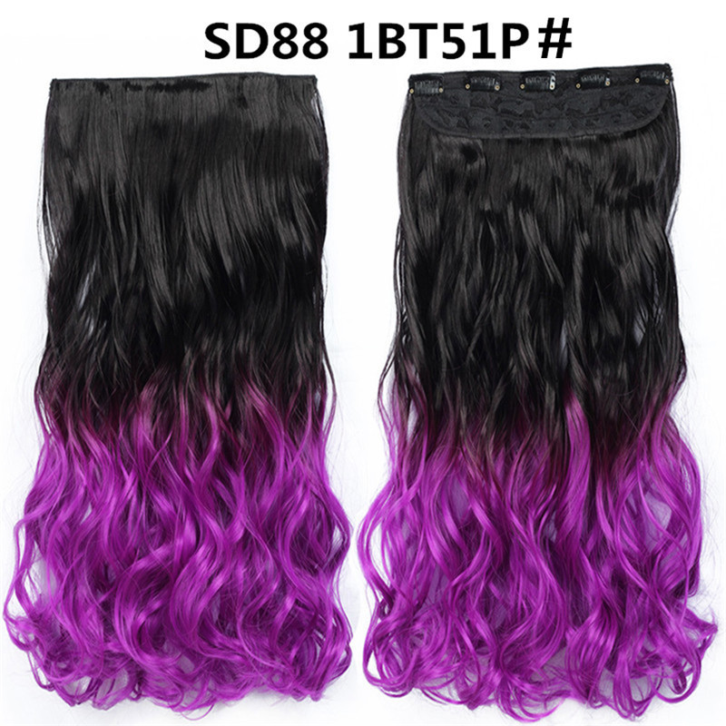22 inch One Piece  Clip in Hair Synthetic Extension Ombre Wave  Synthetic  Hairpieces For Woman