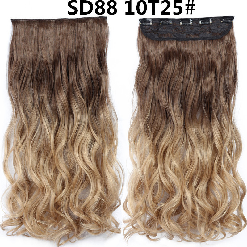 22 inch One Piece  Clip in Hair Synthetic Extension Ombre Wave  Synthetic  Hairpieces For Woman