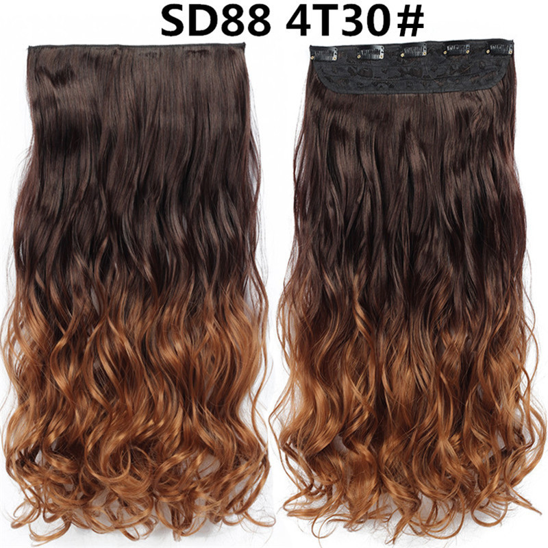 22 inch One Piece  Clip in Hair Synthetic Extension Ombre Wave  Synthetic  Hairpieces For Woman