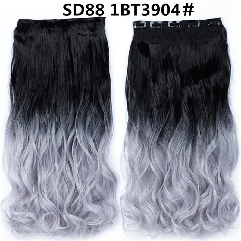 22 inch One Piece  Clip in Hair Synthetic Extension Ombre Wave  Synthetic  Hairpieces For Woman