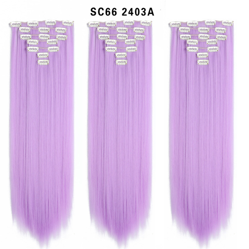 7 pcs 22 inch Long Straight Clip in Synthetic  Hair Extension   Synthetic Black Brown Hairpieces For Woman