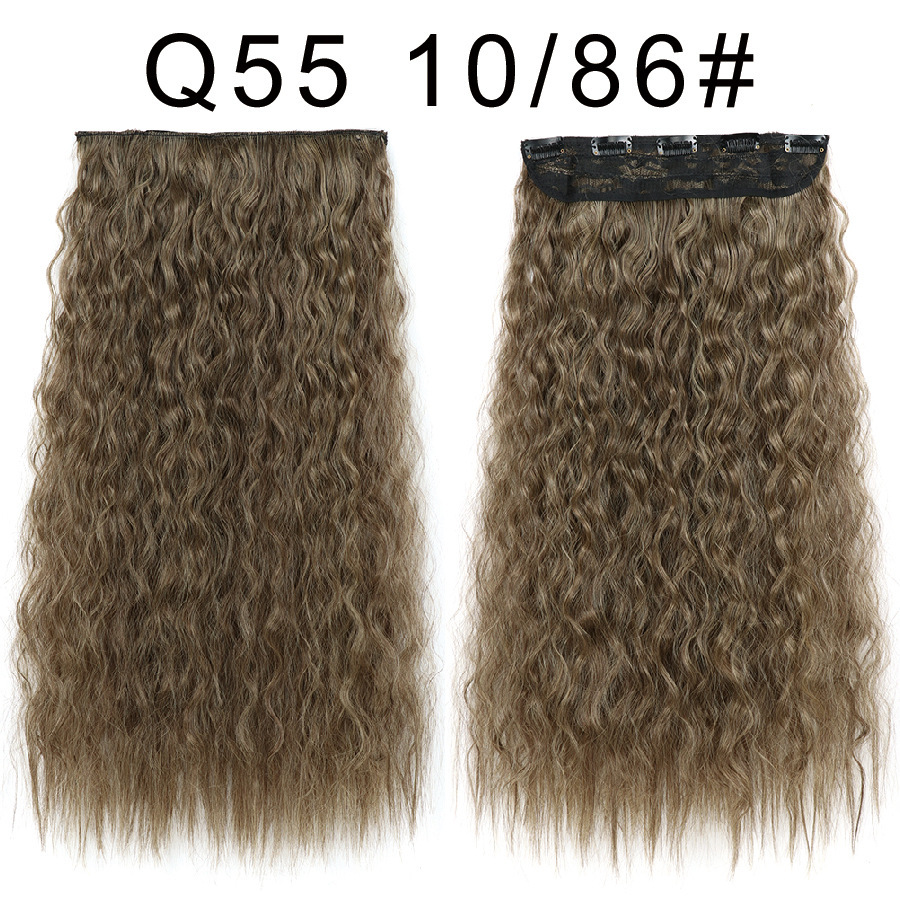 One piece 5 Clips Synthetic  Hair Extensions  Long Corn Curly Clip in Heat Resistant  Synthetic Hairpiece For Women