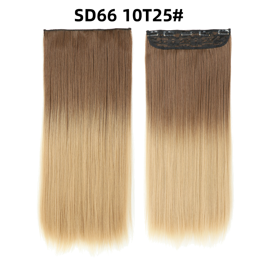 22 inch One Piece  Clip in Hair Synthetic Extension Ombre Straight Synthetic  Hairpieces For Woman
