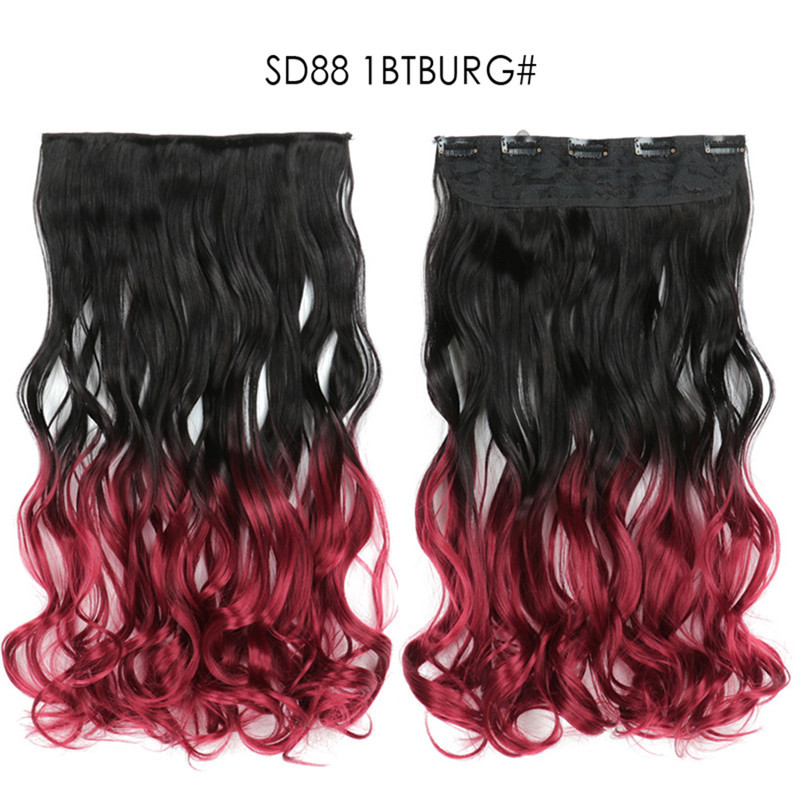 22 inch One Piece  Clip in Hair Synthetic Extension Ombre Wave  Synthetic  Hairpieces For Woman
