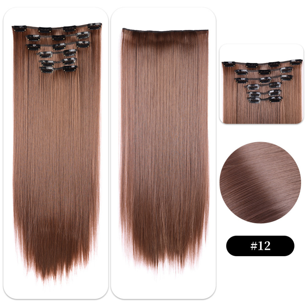 22 inch 150g 6 pcs Clip In  Synthetic  Hair Extensions Straight Heat Resistant Hairpiece Synthetic Hairpieces For Women