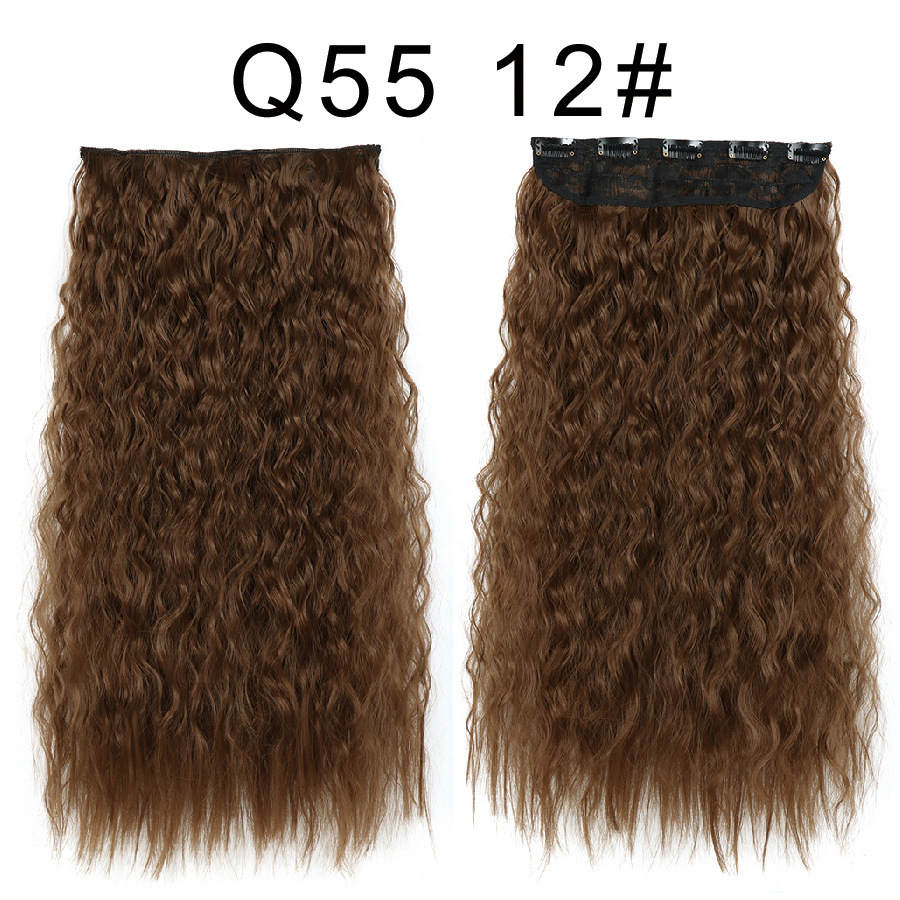 One piece 5 Clips Synthetic  Hair Extensions  Long Corn Curly Clip in Heat Resistant  Synthetic Hairpiece For Women