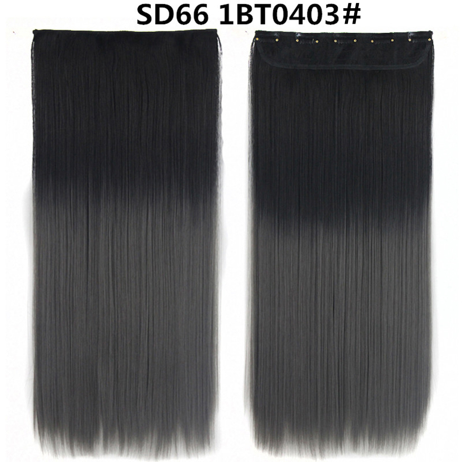 22 inch One Piece  Clip in Hair Synthetic Extension Ombre Straight Synthetic  Hairpieces For Woman
