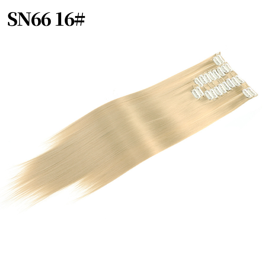 22 inch 12 pieces Clip In  Synthetic  Hair Extensions Straight Heat Resistant Hairpiece Synthetic Hair For Women