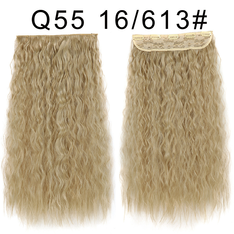One piece 5 Clips Synthetic  Hair Extensions  Long Corn Curly Clip in Heat Resistant  Synthetic Hairpiece For Women