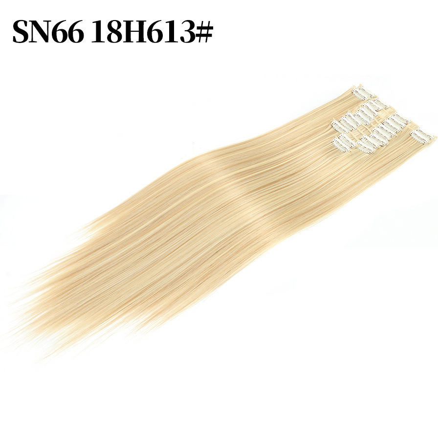 22 inch 12 pieces Clip In  Synthetic  Hair Extensions Straight Heat Resistant Hairpiece Synthetic Hair For Women