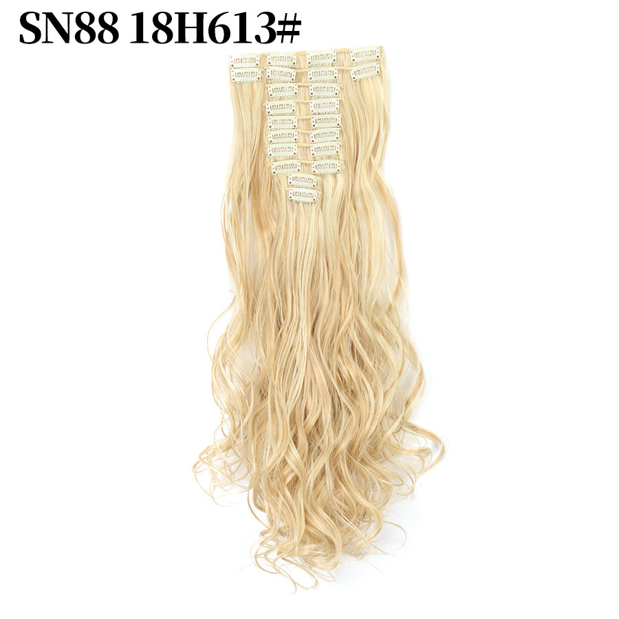 22 inch 12 pcs Clip In  Synthetic  Hair Extensions wave Heat Resistant Hairpiece Synthetic Hairpieces For Women