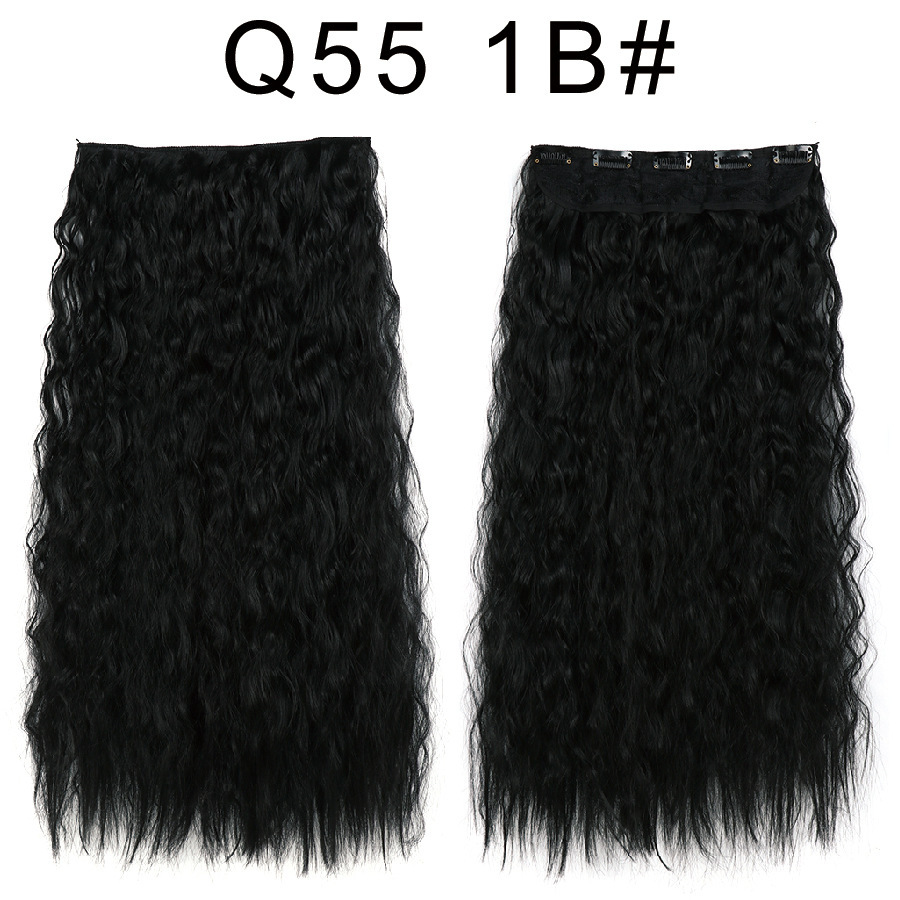 One piece 5 Clips Synthetic  Hair Extensions  Long Corn Curly Clip in Heat Resistant  Synthetic Hairpiece For Women