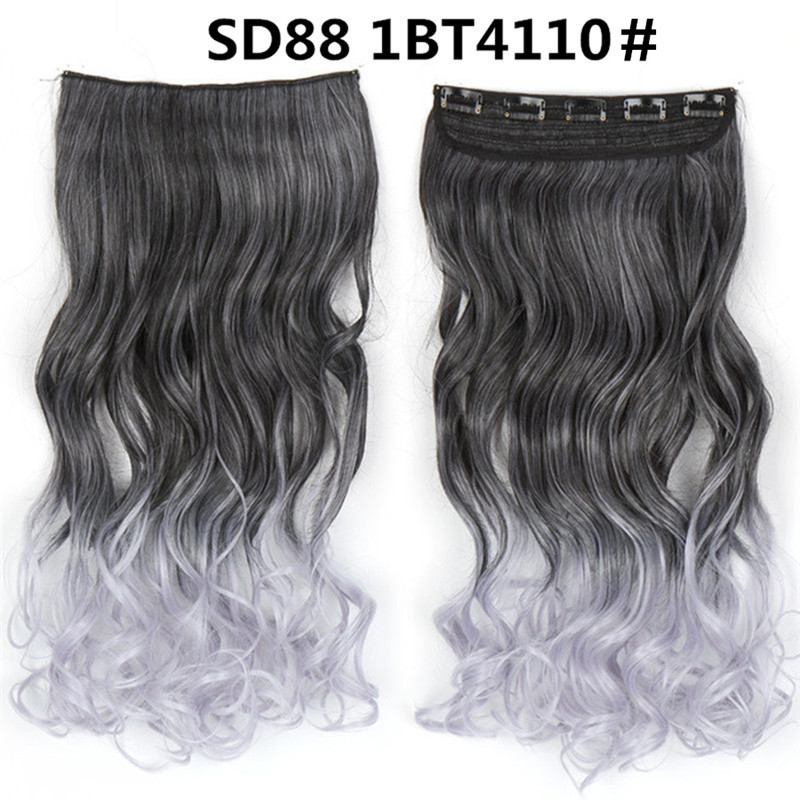22 inch One Piece  Clip in Hair Synthetic Extension Ombre Wave  Synthetic  Hairpieces For Woman