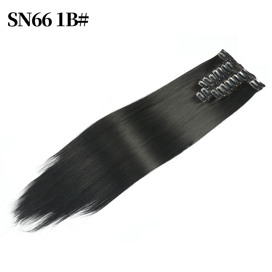 22 inch 12 pieces Clip In  Synthetic  Hair Extensions Straight Heat Resistant Hairpiece Synthetic Hair For Women