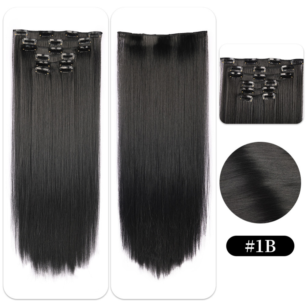 22 inch 150g 6 pcs Clip In  Synthetic  Hair Extensions Straight Heat Resistant Hairpiece Synthetic Hairpieces For Women