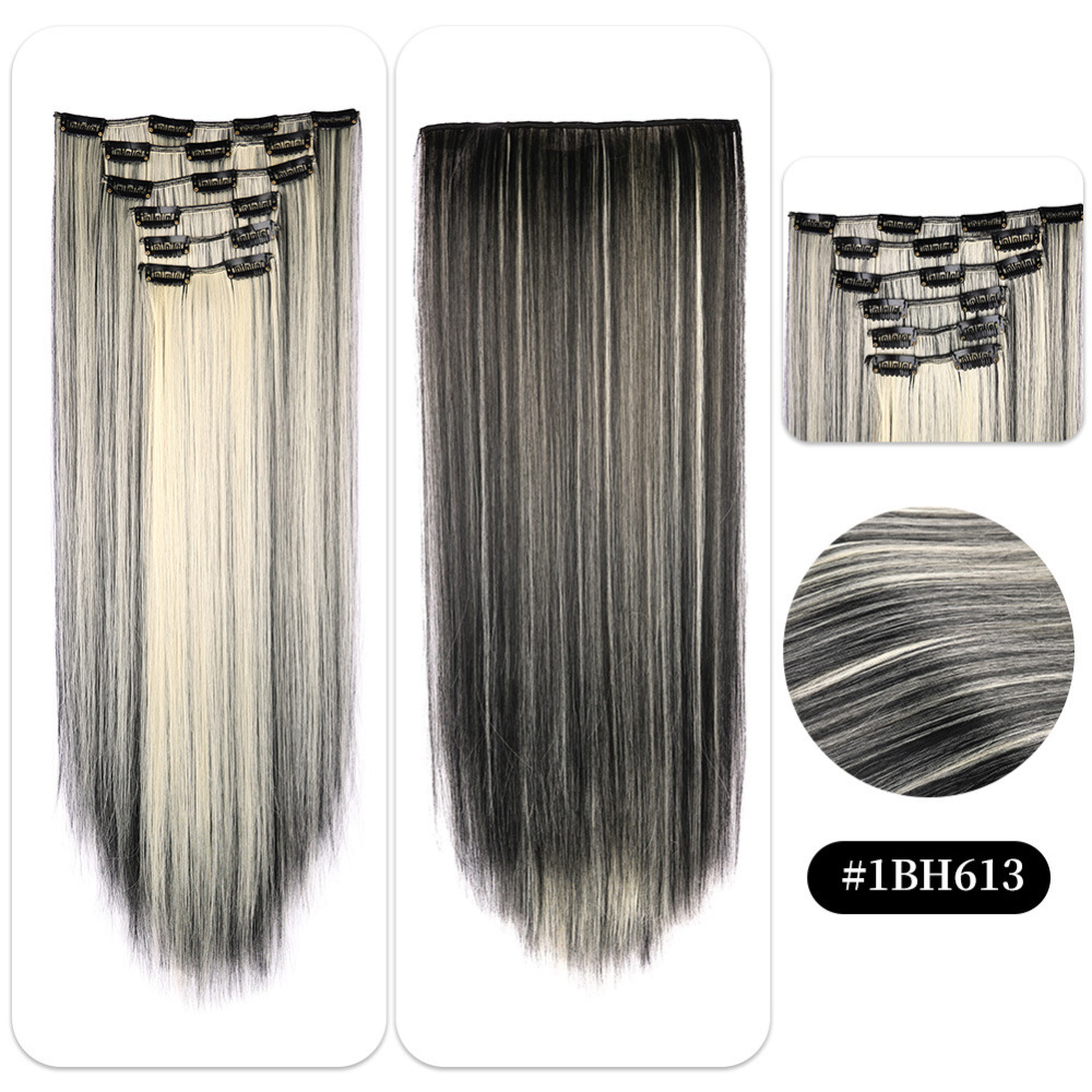 22 inch 150g 6 pcs Clip In  Synthetic  Hair Extensions Straight Heat Resistant Hairpiece Synthetic Hairpieces For Women