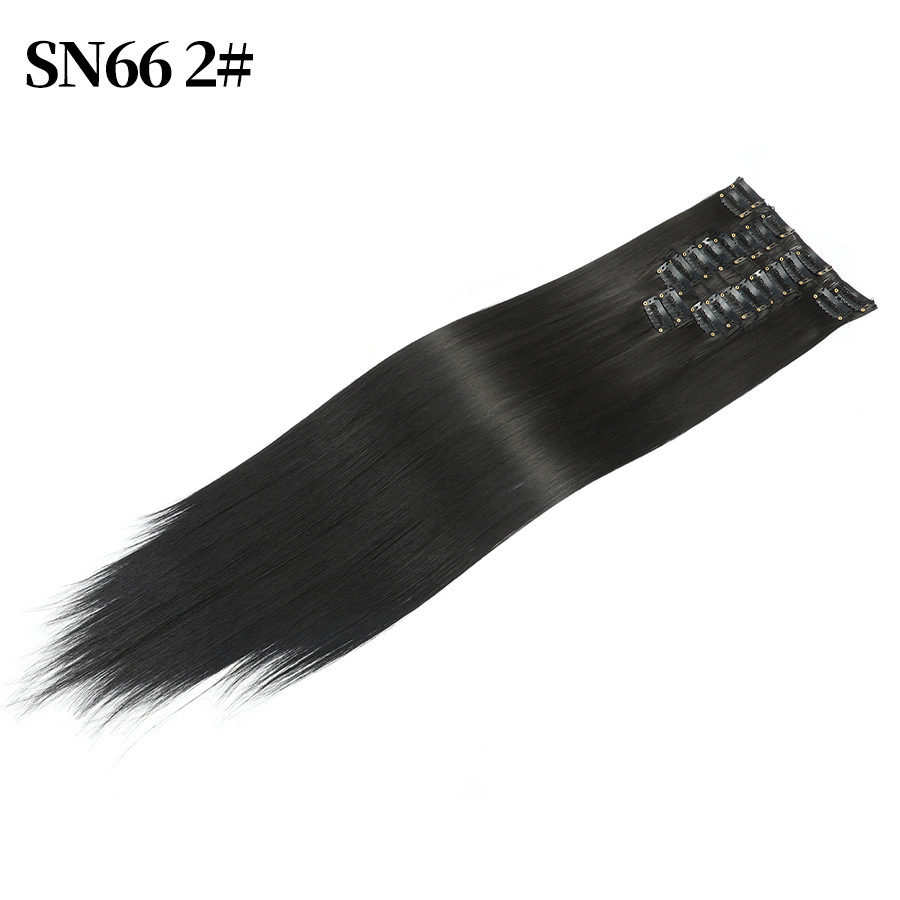 22 inch 12 pieces Clip In  Synthetic  Hair Extensions Straight Heat Resistant Hairpiece Synthetic Hair For Women