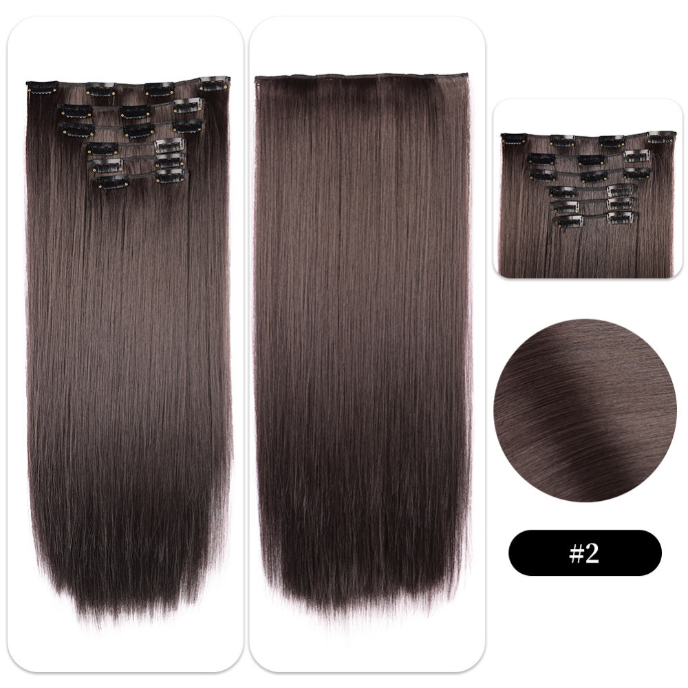 22 inch 150g 6 pcs Clip In  Synthetic  Hair Extensions Straight Heat Resistant Hairpiece Synthetic Hairpieces For Women