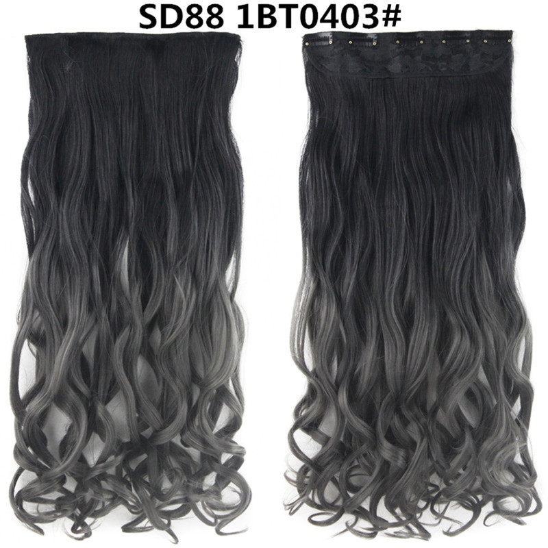 22 inch One Piece  Clip in Hair Synthetic Extension Ombre Wave  Synthetic  Hairpieces For Woman