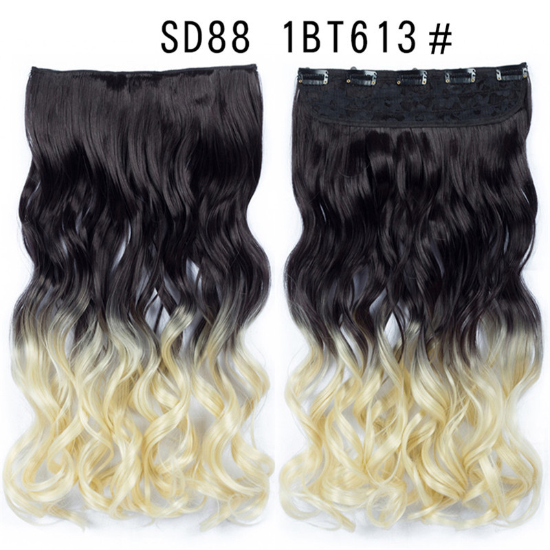 22 inch One Piece  Clip in Hair Synthetic Extension Ombre Wave  Synthetic  Hairpieces For Woman
