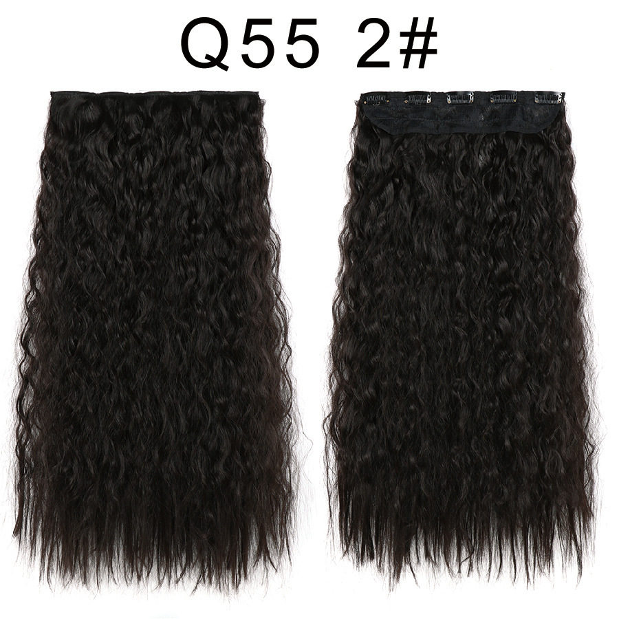 One piece 5 Clips Synthetic  Hair Extensions  Long Corn Curly Clip in Heat Resistant  Synthetic Hairpiece For Women