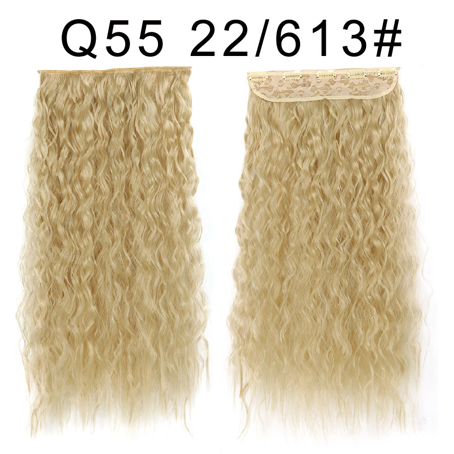 One piece 5 Clips Synthetic  Hair Extensions  Long Corn Curly Clip in Heat Resistant  Synthetic Hairpiece For Women
