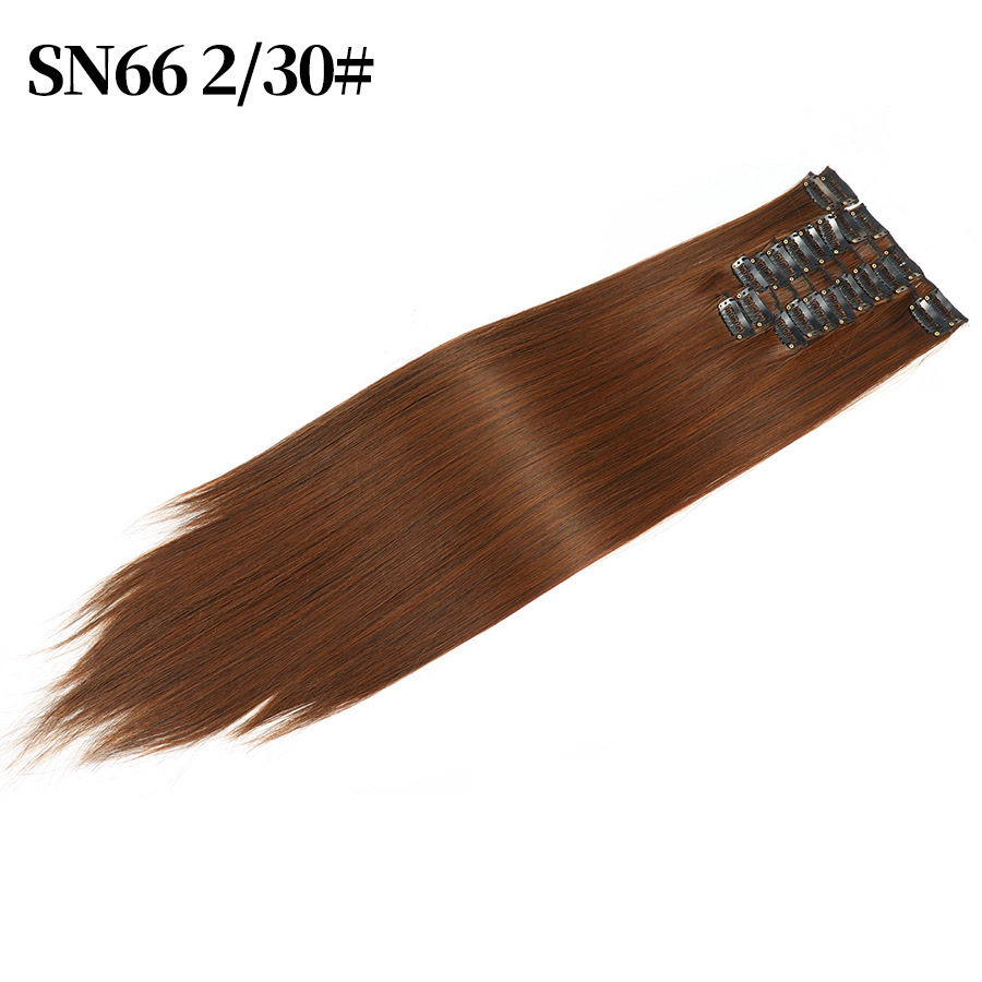 22 inch 12 pieces Clip In  Synthetic  Hair Extensions Straight Heat Resistant Hairpiece Synthetic Hair For Women