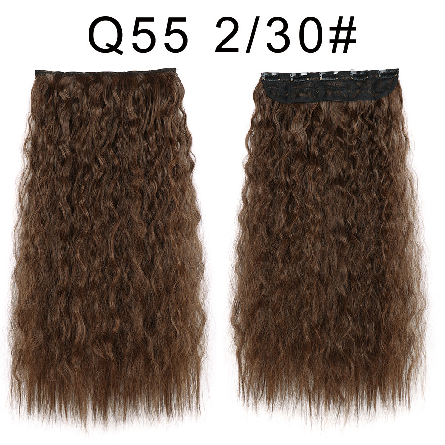 One piece 5 Clips Synthetic  Hair Extensions  Long Corn Curly Clip in Heat Resistant  Synthetic Hairpiece For Women