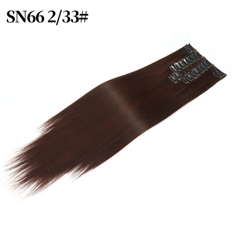 22 inch 12 pieces Clip In  Synthetic  Hair Extensions Straight Heat Resistant Hairpiece Synthetic Hair For Women