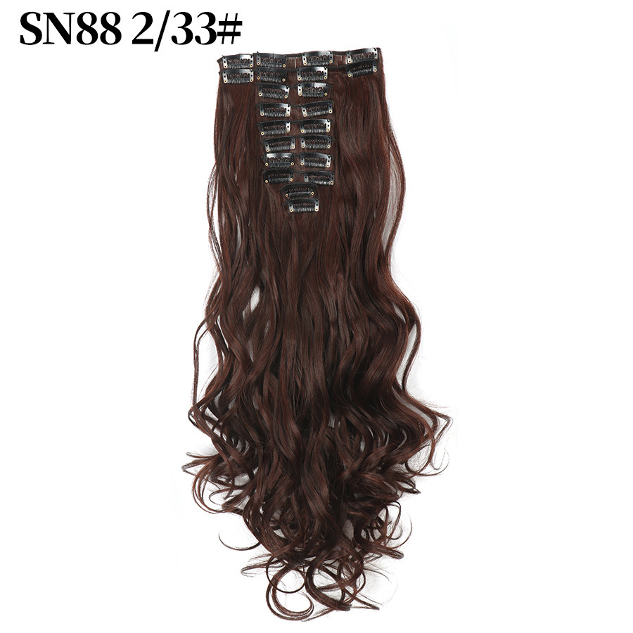 22 inch 12 pcs Clip In  Synthetic  Hair Extensions wave Heat Resistant Hairpiece Synthetic Hairpieces For Women