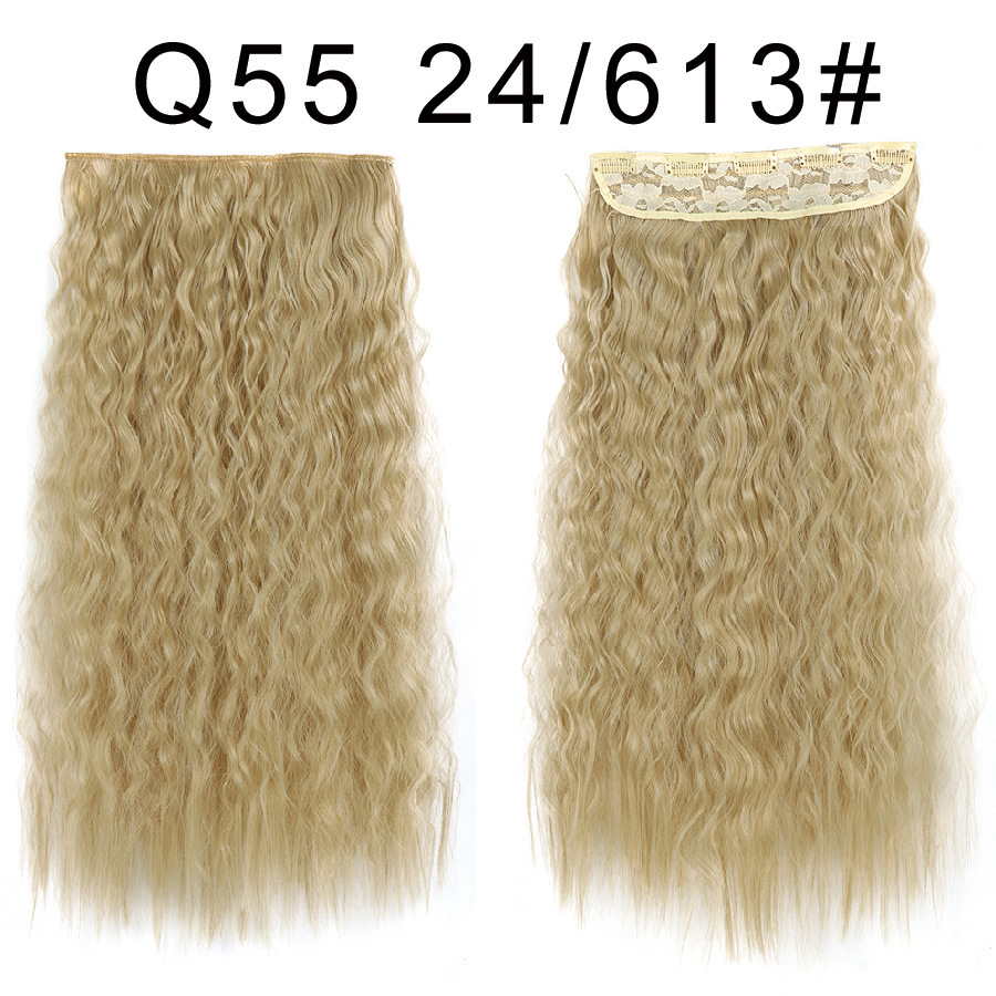 One piece 5 Clips Synthetic  Hair Extensions  Long Corn Curly Clip in Heat Resistant  Synthetic Hairpiece For Women
