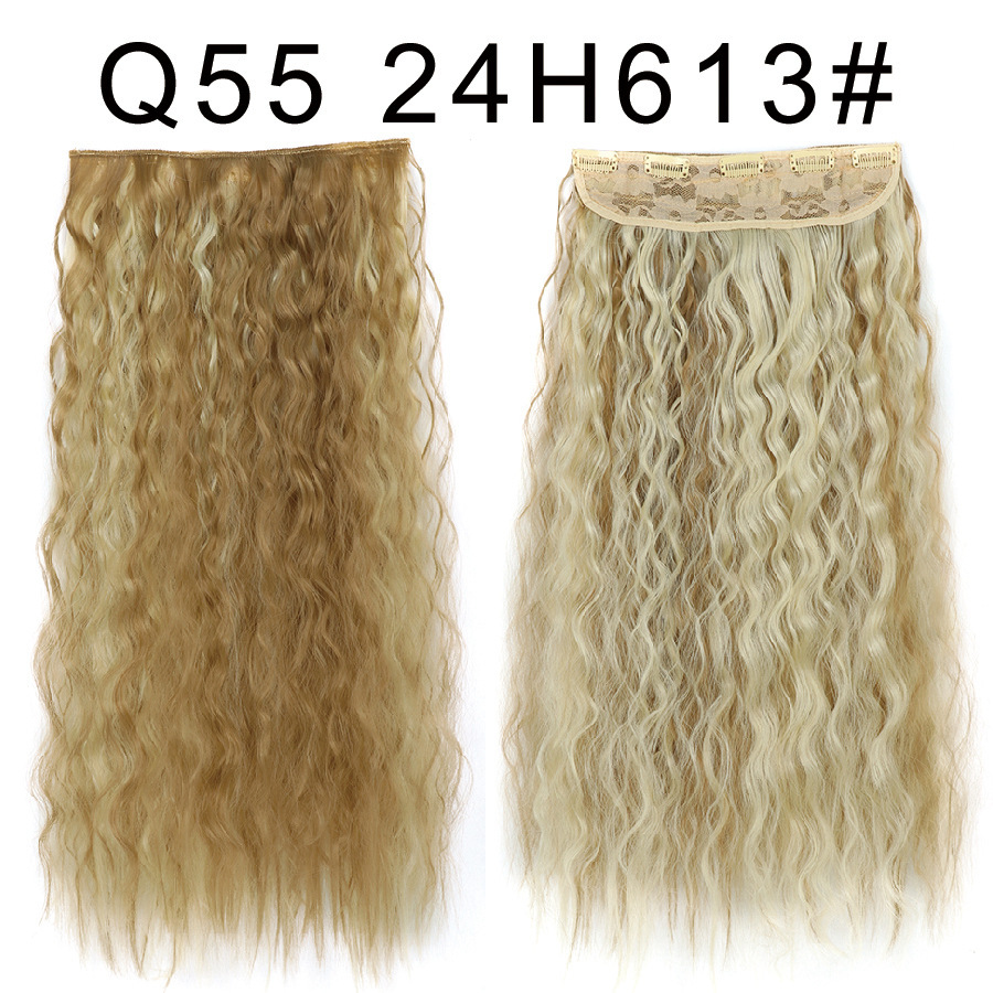 One piece 5 Clips Synthetic  Hair Extensions  Long Corn Curly Clip in Heat Resistant  Synthetic Hairpiece For Women
